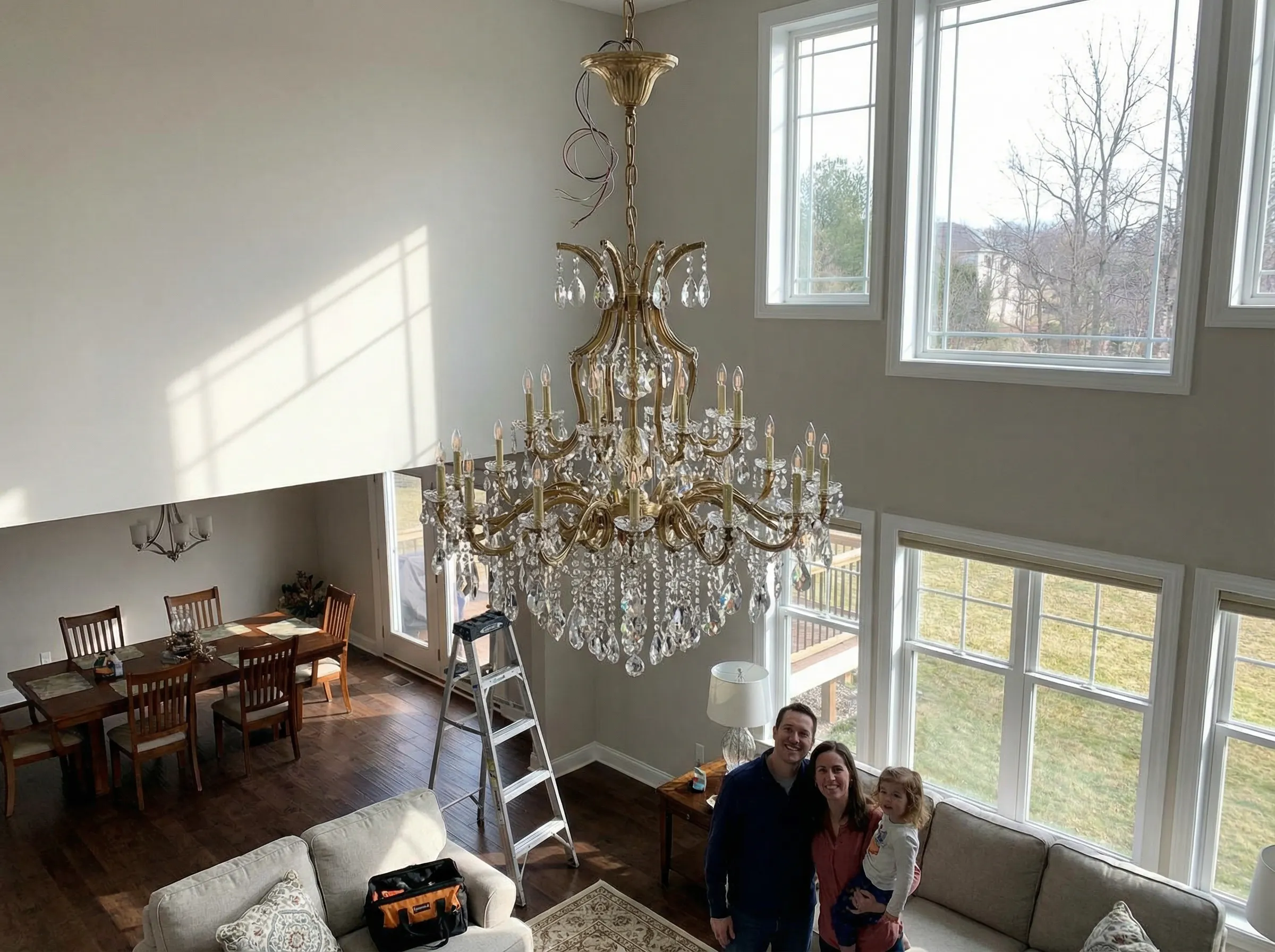 Professional electrician installing recessed lighting in Levittown PA