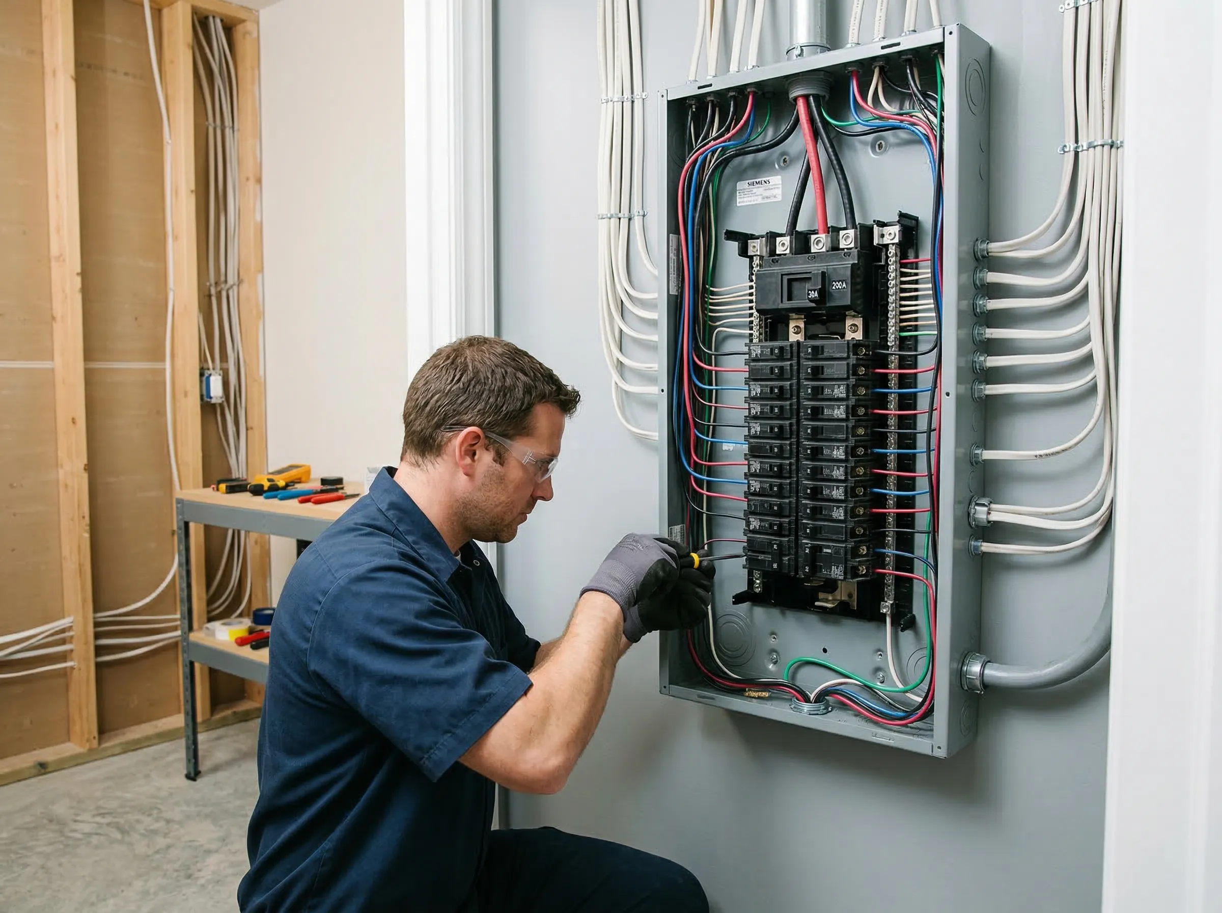 Reliable home electrician completing an electrical repair in Chalfont, PA